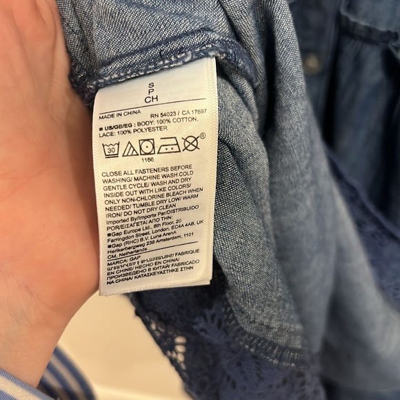 gap x LOVESHACKFANCY Denim Lace Dress Womens Size Medium - Picture 8 of 8